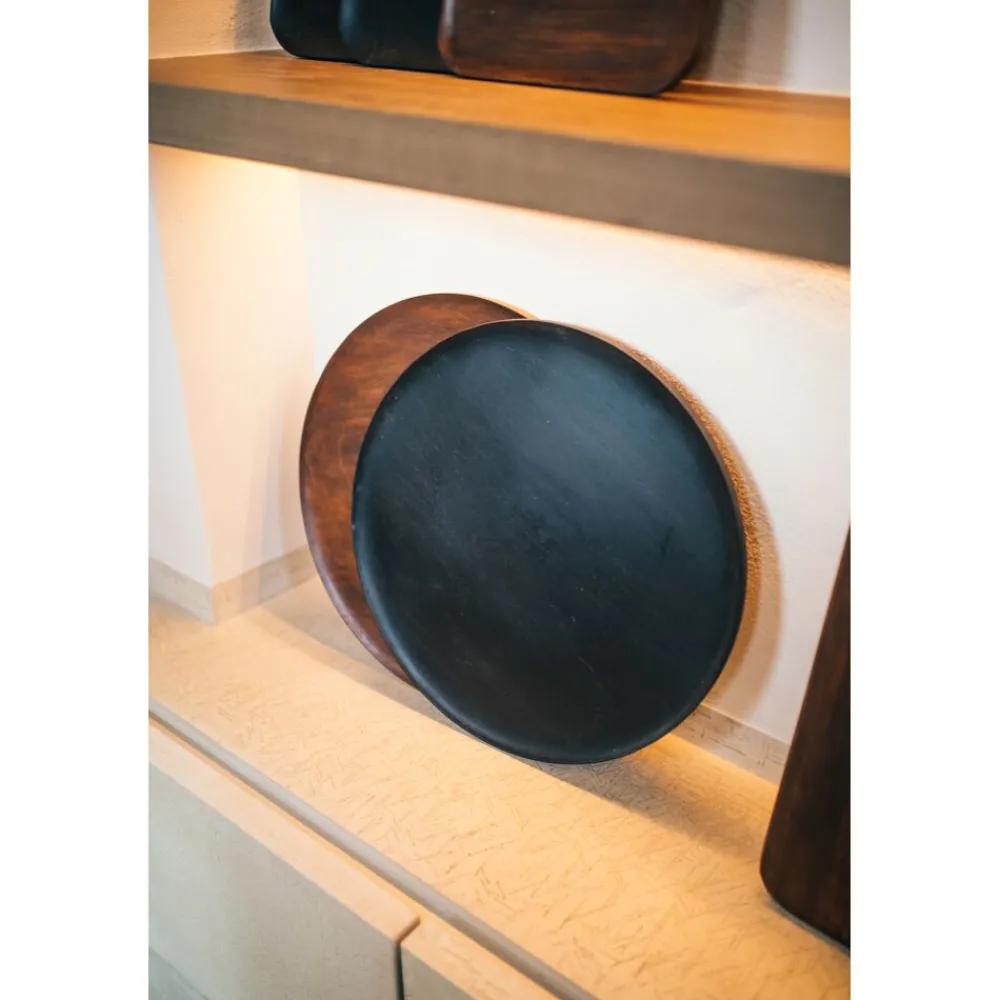 Pomax Plateaux-MACLEAR - plat - bois d'acacia - DIA 50 x H 1,25 cm - brun