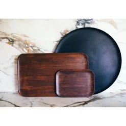 Pomax Plateaux-MACLEAR - plat - bois d'acacia - DIA 50 x H 1,25 cm - noir