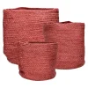Pomax Bols & Paniers-MAMBO - set/3 paniers - jute - DIA 22/27/32 x H 22/27/32 cm - rouge