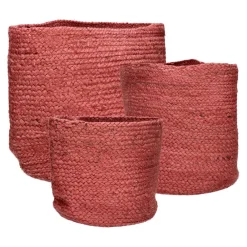 Pomax Bols & Paniers-MAMBO - set/3 paniers - jute - DIA 22/27/32 x H 22/27/32 cm - rouge