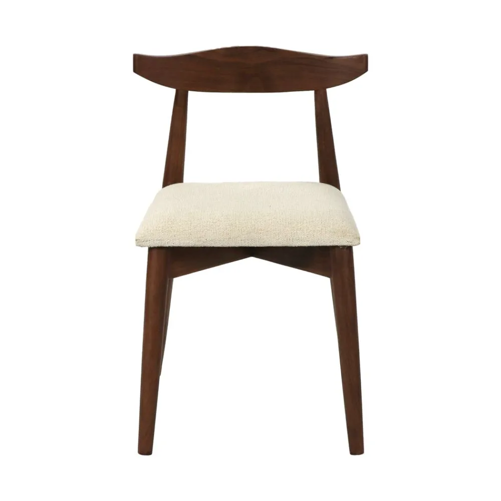Pomax Chaises-MANDELA - chaise - bois d'acacia / lin - L 46,5 x W 53,5 x H 74 cm - brun