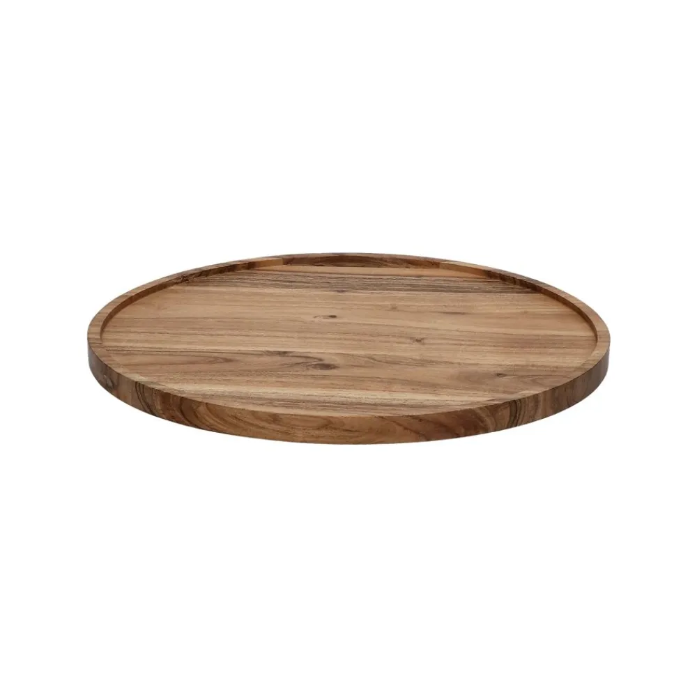 Pomax Plateaux-MANHATTAN - plat - bois d'acacia - DIA 35 x H 1,8 cm - naturel