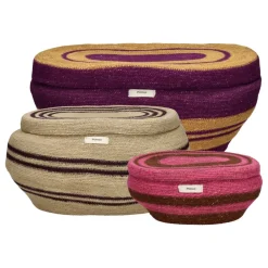 Pomax Bols & Paniers-MARE - set/3 paniers - jonc de mer - L 31/44/52 x W 22/29/36 x H 13/23/24 cm - multicolore