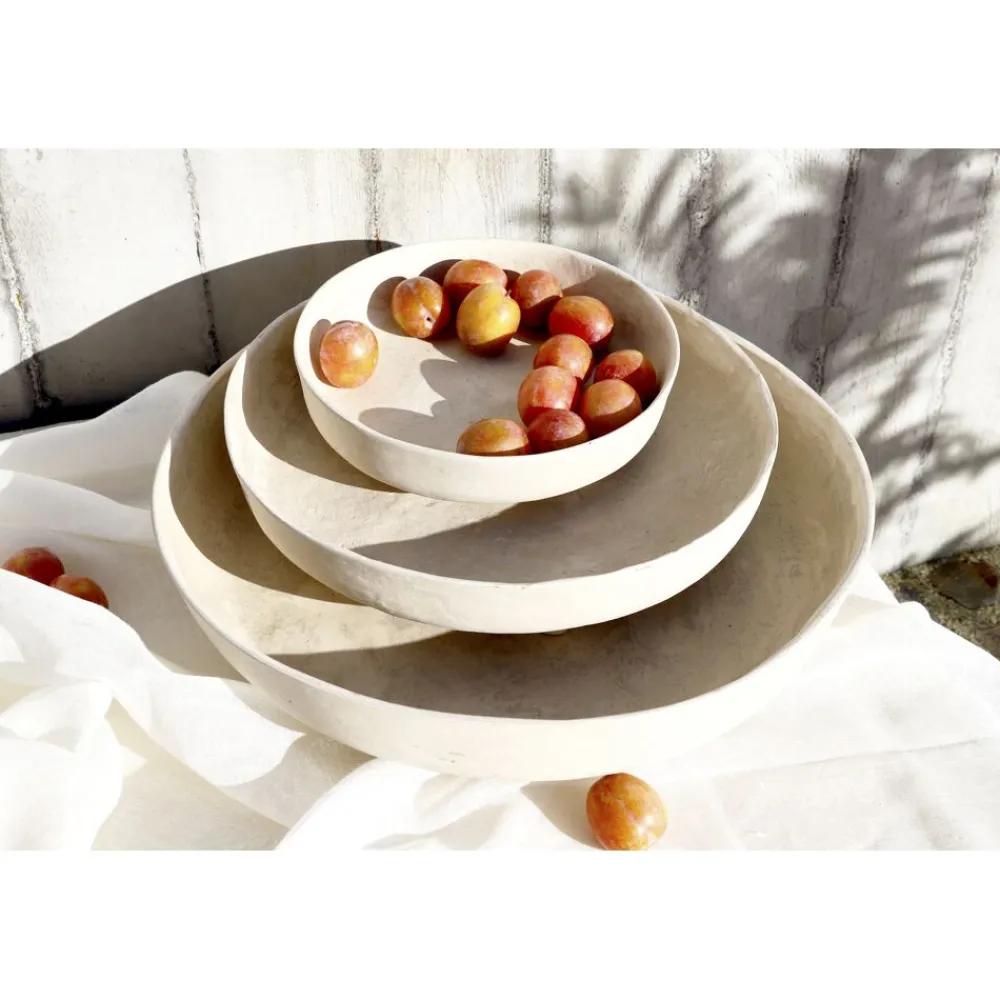 Pomax Bols & Paniers-MARICARO - plat - papier mâché - DIA 50 x H 12 cm - blanc