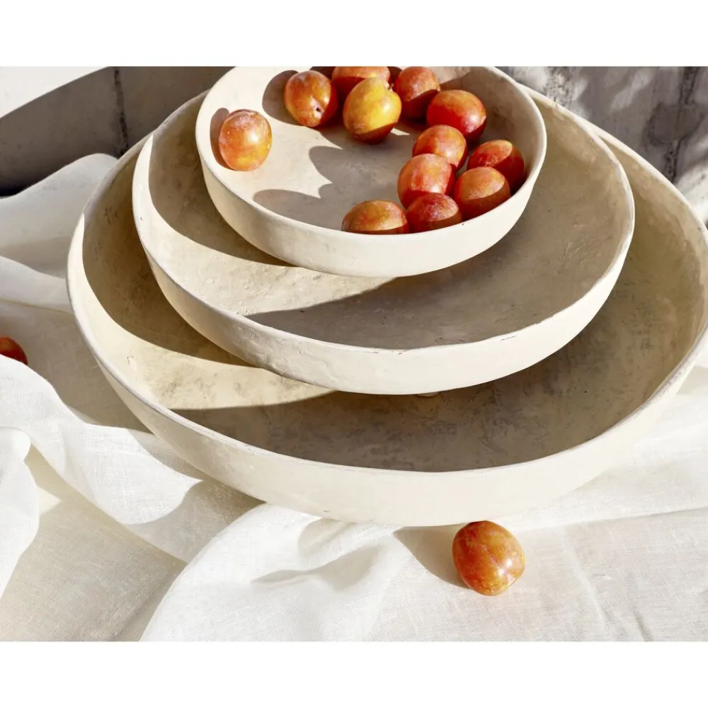 Pomax Bols & Paniers-MARICARO - plat - papier mâché - DIA 50 x H 12 cm - blanc