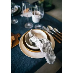 Pomax Linge De Table-MARIKANA - nappe - lin - L 300 x W 170 cm - noir