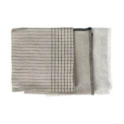 Pomax Linge De Table-MARIKANA - set/3 serviettes - lin - L 45 x W 45 cm - mix de couleurs