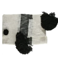 Pomax Plaids-MARRAKECH - plaid - coton - L 170 x W 130 cm - noir/blanc