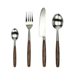Pomax Couverts-MATISSE - set 16 couverts 18/02 - acier inoxidable / bois de palmier - brun