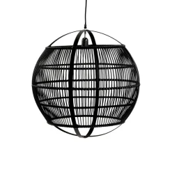 Pomax Suspensions-MEKONG - lampe suspendue - bambou - DIA 59 x H 63 cm - noir