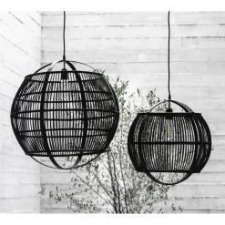 Pomax Suspensions-MEKONG - lampe suspendue - bambou - DIA 59 x H 63 cm - noir
