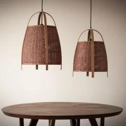 Pomax Suspensions-MINOS - lampe suspendue - bambou - DIA 33,5 x H 48,5 cm - rouille