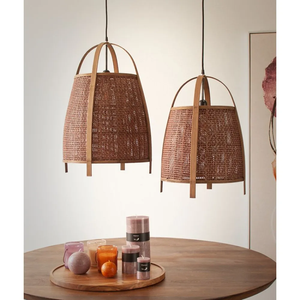 Pomax Suspensions-MINOS - lampe suspendue - bambou - DIA 33,5 x H 48,5 cm - rouille