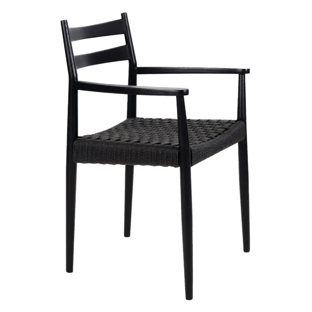 Pomax Chaises-MINOU - chaise - bois de frêne / papier - L 51,5 x W 57 x H 80 cm - noir