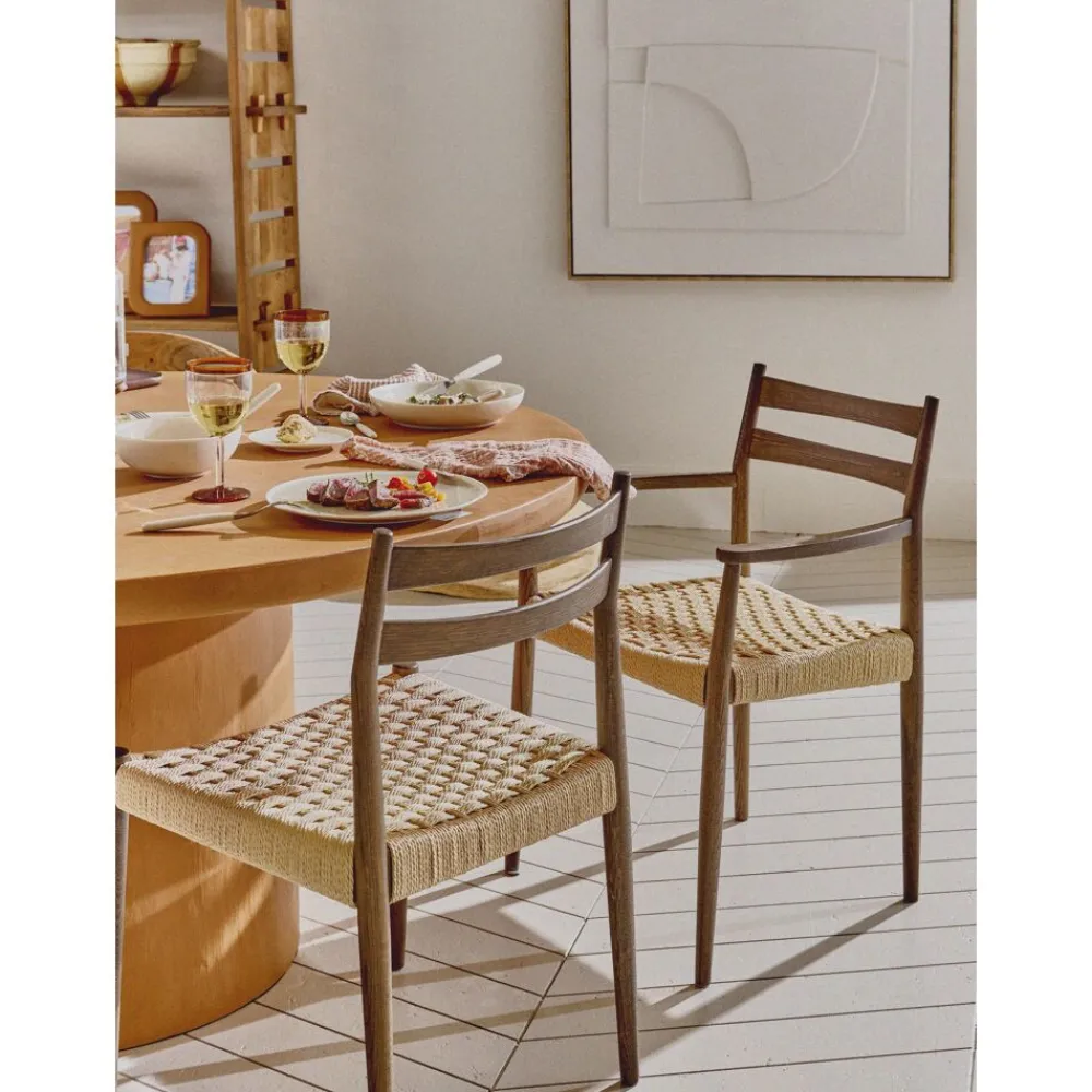 Pomax Chaises-MINOU - chaise - bois de frêne / papier - L 51,5 x W 51,5 x H 80 cm - noyer