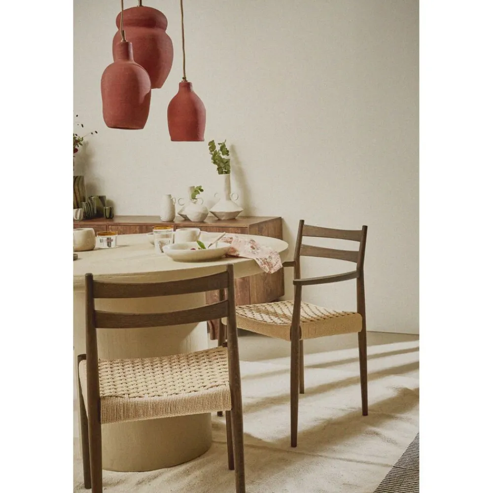 Pomax Chaises-MINOU - chaise - bois de frêne / papier - L 51,5 x W 57 x H 80 cm - noyer