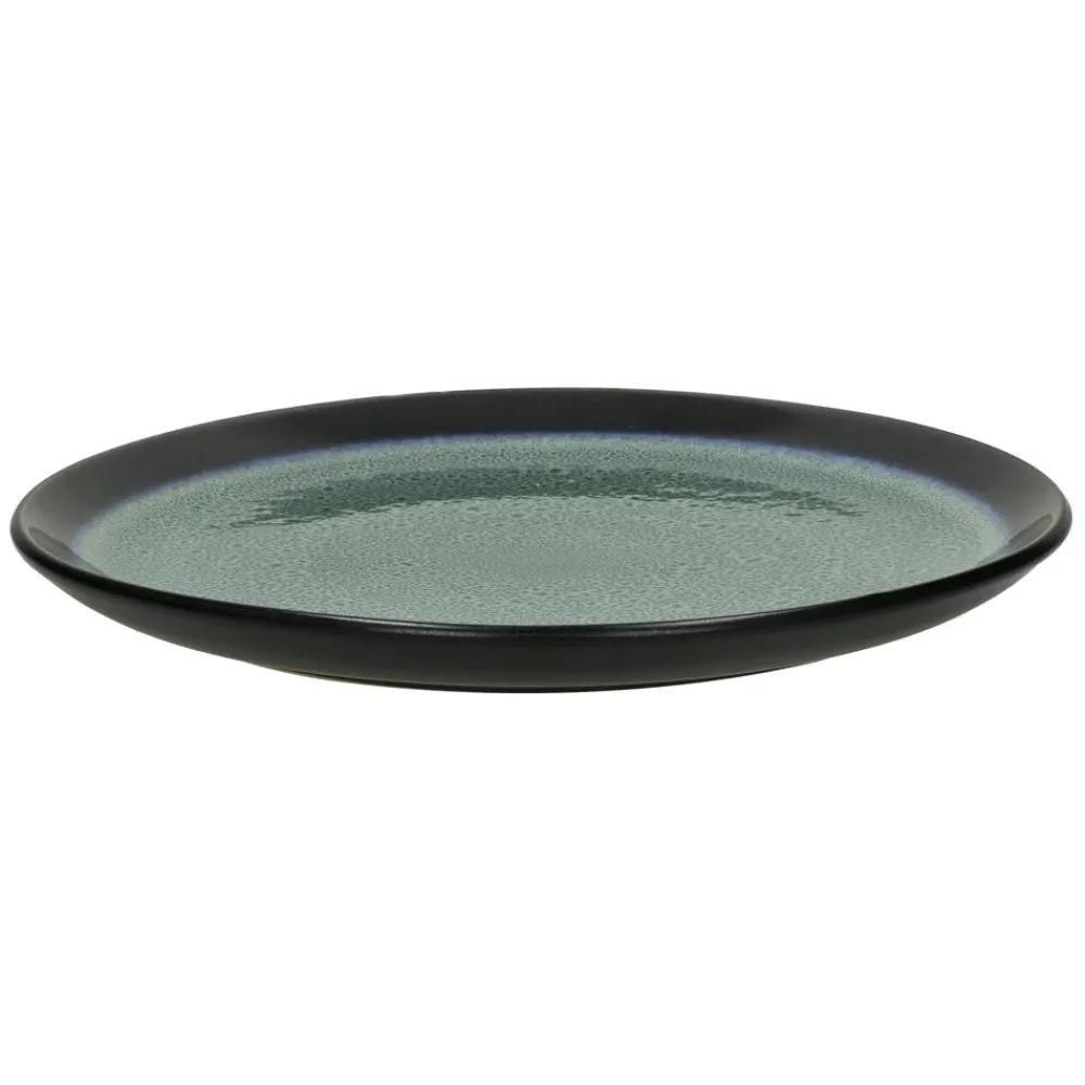 Pomax Vaisselle-MIRHA ESMERALDA - assiette plate - grès - DIA 27,2 x H 2,2 cm - vert