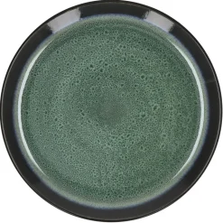Pomax Vaisselle-MIRHA ESMERALDA - assiette plate - grès - DIA 27,2 x H 2,2 cm - vert