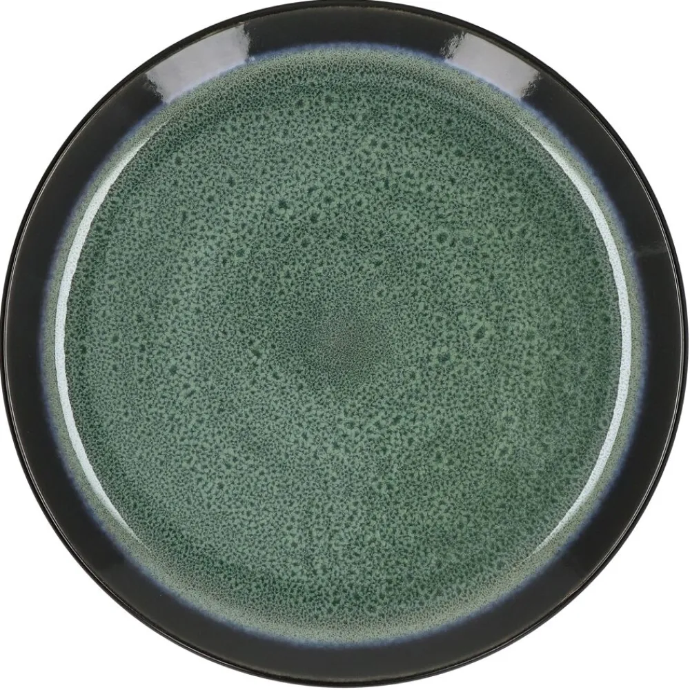 Pomax Vaisselle-MIRHA ESMERALDA - assiette plate - grès - DIA 27,2 x H 2,2 cm - vert