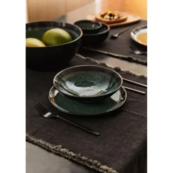 Pomax Vaisselle-MIRHA ESMERALDA - assiette à dessert - grès - DIA 21,5 x H 2,1 cm - vert