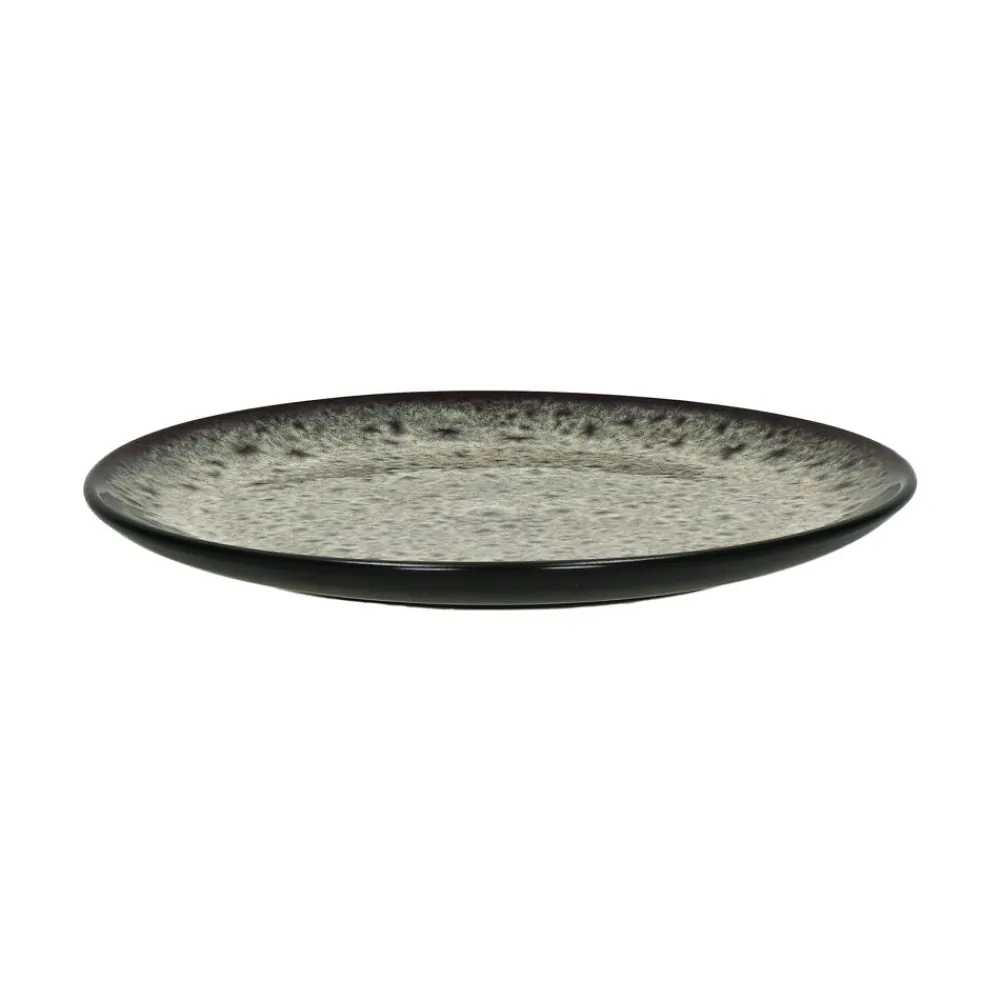 Pomax Vaisselle-MIRHA JASPER - assiette à dessert - grès - DIA 21,5 x H 2,1 cm - noir/blanc