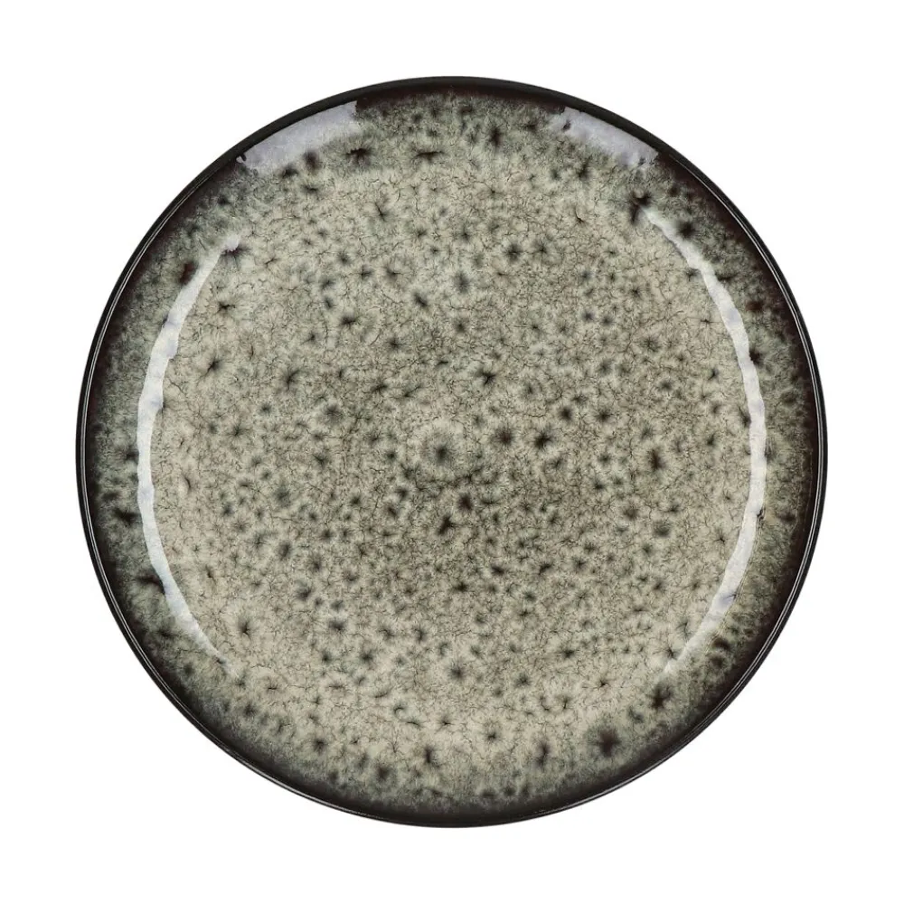 Pomax Vaisselle-MIRHA JASPER - assiette à dessert - grès - DIA 21,5 x H 2,1 cm - noir/blanc