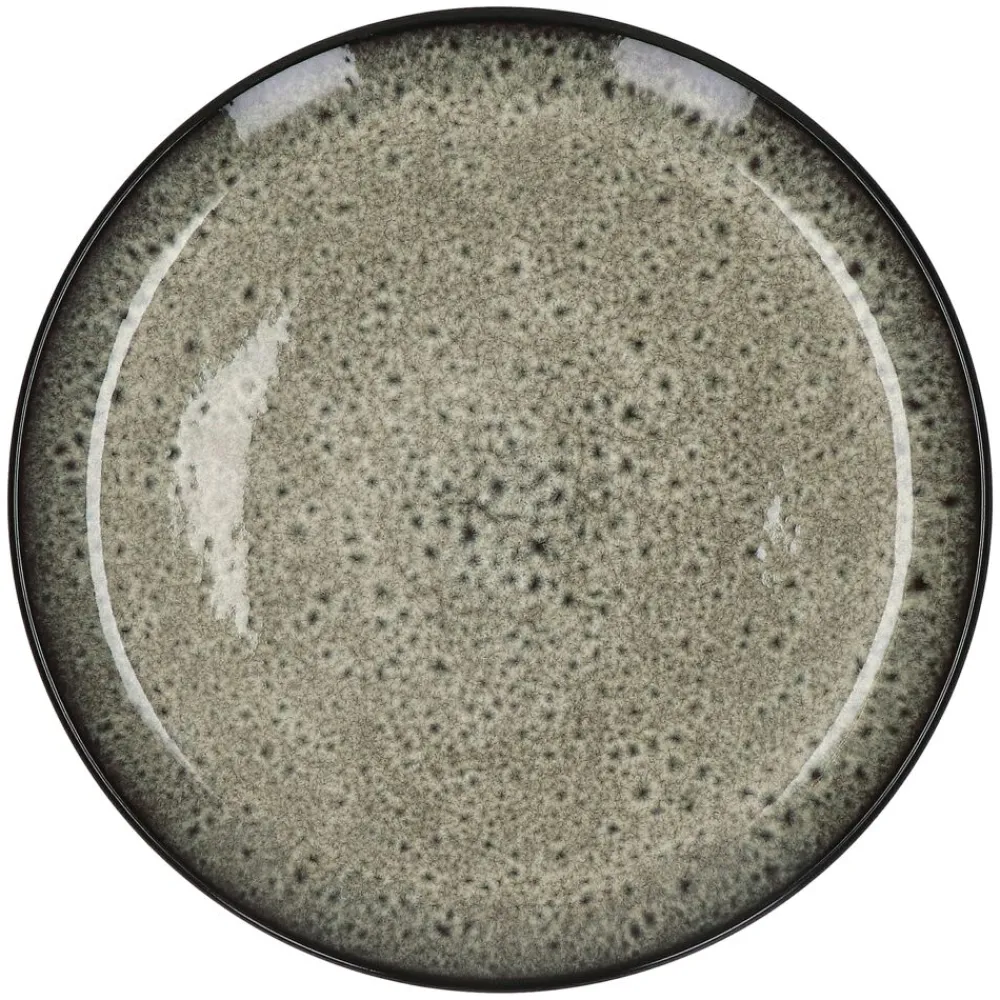 Pomax Vaisselle-MIRHA JASPER - assiette plate - grès - DIA 27,5 x H 2,3 cm - noir/blanc