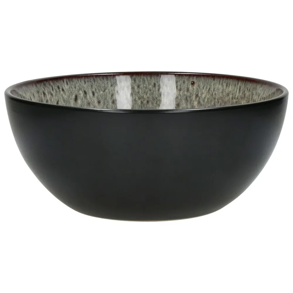 Pomax Vaisselle-MIRHA JASPER - saladier - grès - DIA 25,4 x H 10,9 cm - noir/blanc