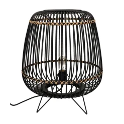 Pomax Lampes De Table-MOMOK - lampe de table - bambou / métal - DIA 42 x H 52,5 cm - noir