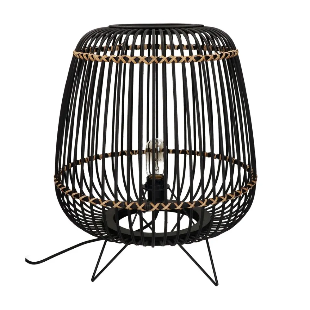 Pomax Lampes De Table-MOMOK - lampe de table - bambou / métal - DIA 42 x H 52,5 cm - noir