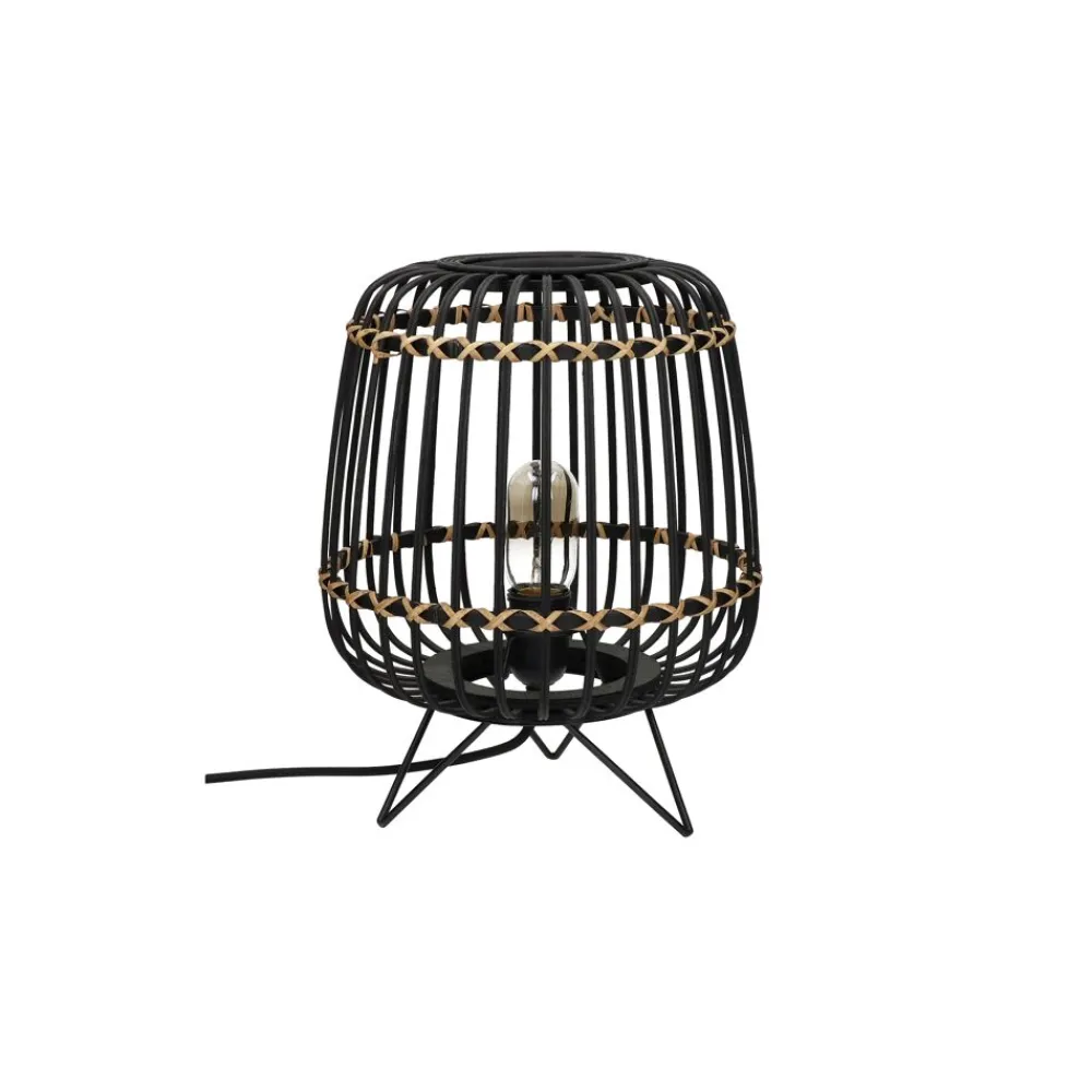 Pomax Lampes De Table-MOMOK - lampe de table - bambou / métal - DIA 27 x H 34 cm - noir