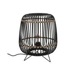 Pomax Lampes De Table-MOMOK - lampe de table - bambou / métal - DIA 36 x H 43 cm - noir