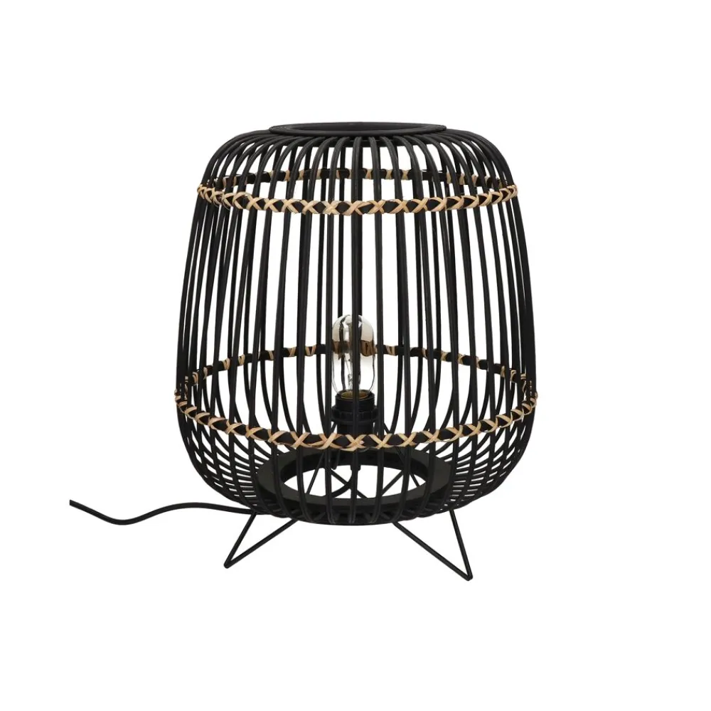 Pomax Lampes De Table-MOMOK - lampe de table - bambou / métal - DIA 36 x H 43 cm - noir
