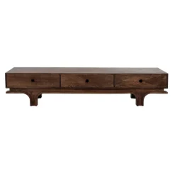 Pomax Armoires-MONTAGU - meuble tv - bois de mangier - L 180 x W 45 x H 37 cm - noyer