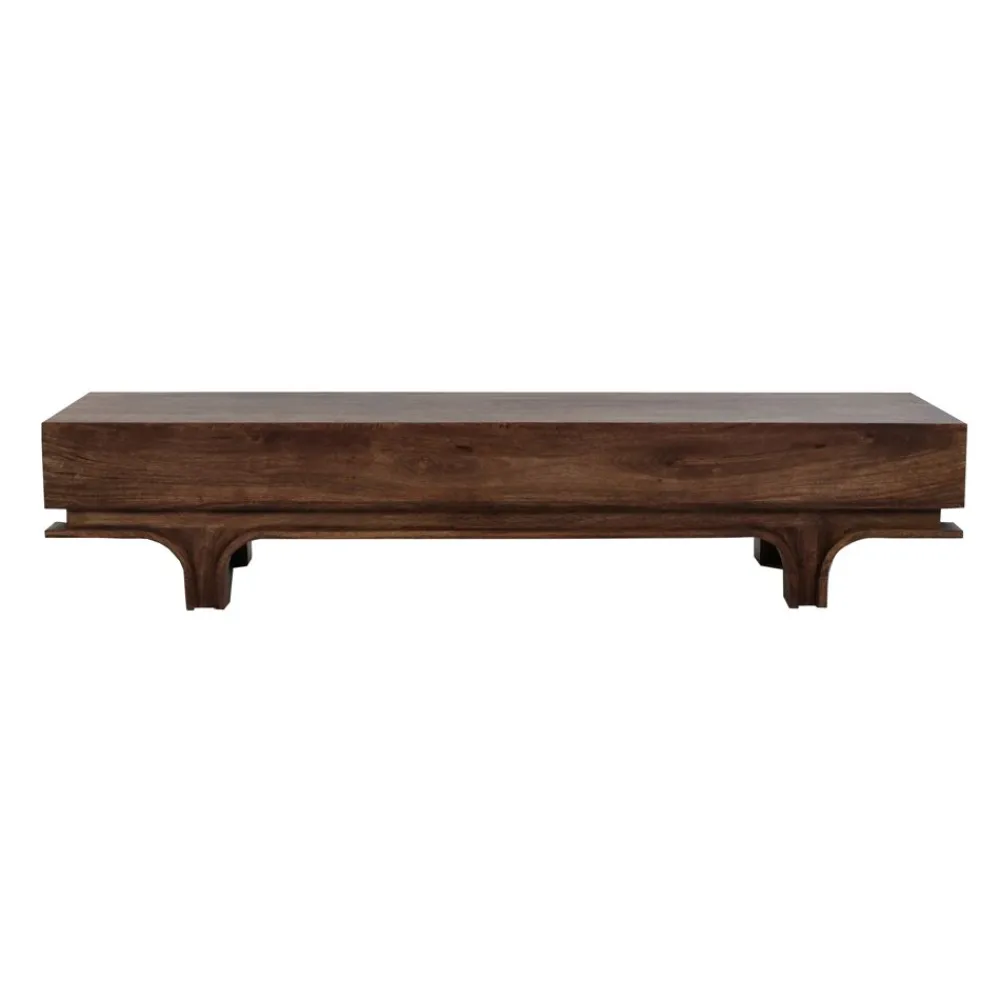 Pomax Armoires-MONTAGU - meuble tv - bois de mangier - L 180 x W 45 x H 37 cm - noyer