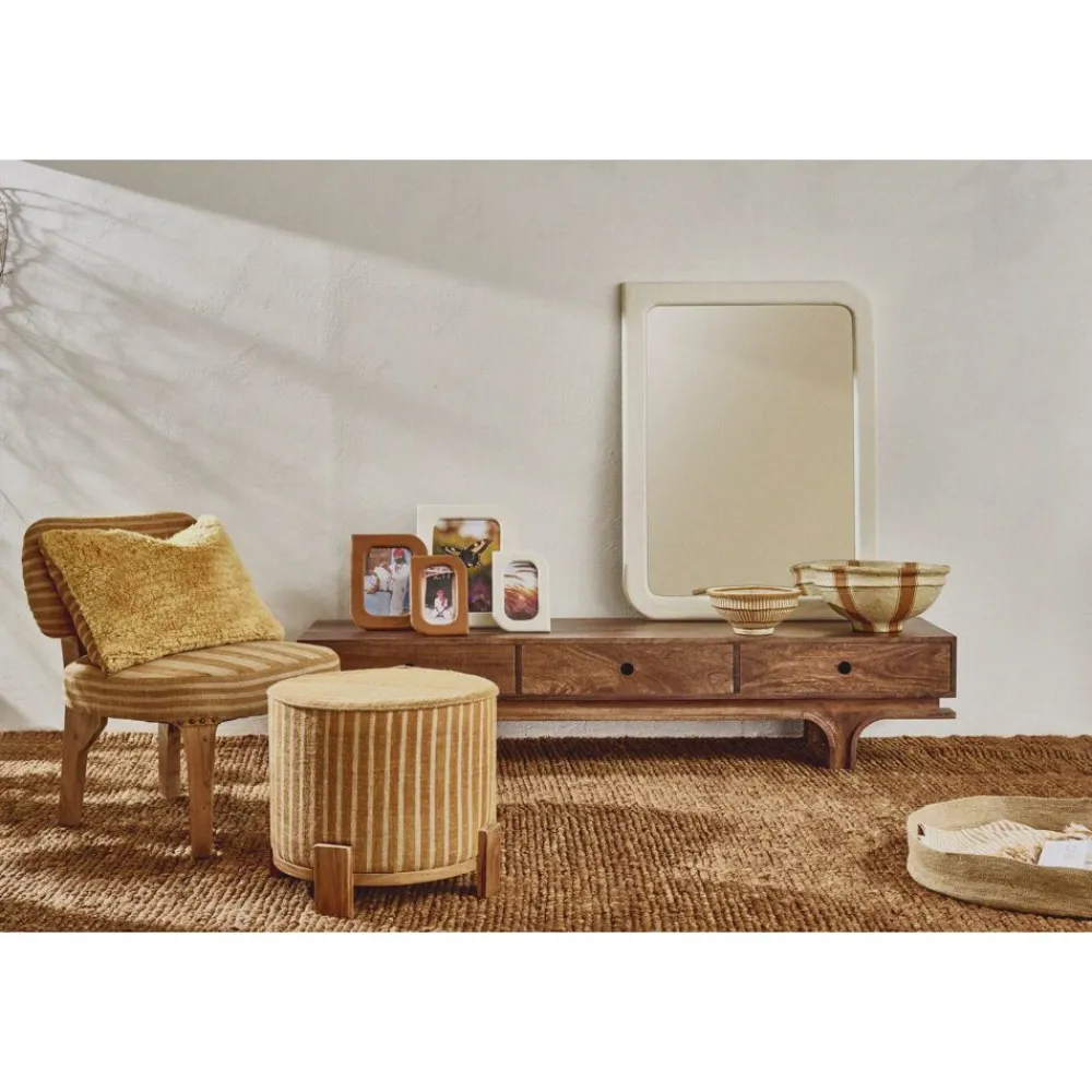 Pomax Armoires-MONTAGU - meuble tv - bois de mangier - L 180 x W 45 x H 37 cm - noyer
