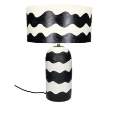 Pomax Lampes De Table-MUNDAKA - lampe de table - papier mâché - DIA 35 x H 52 cm - noir/blanc