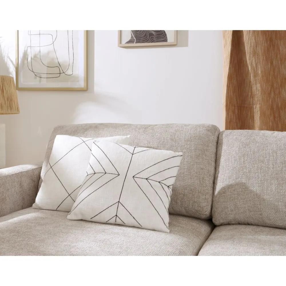 Pomax Coussins-MURNI - coussin - coton - L 45 x W 45 cm - noir/blanc