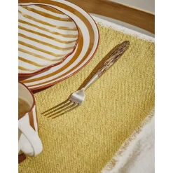 Pomax Vaisselle-MYKONOS - assiette à dessert - porcelaine - DIA 20,3 x H 2 cm - jaune