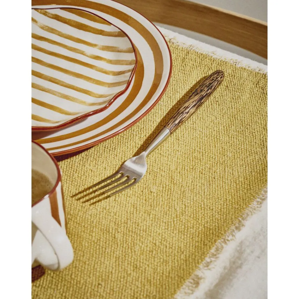 Pomax Vaisselle-MYKONOS - assiette à dessert - porcelaine - DIA 20,3 x H 2 cm - jaune