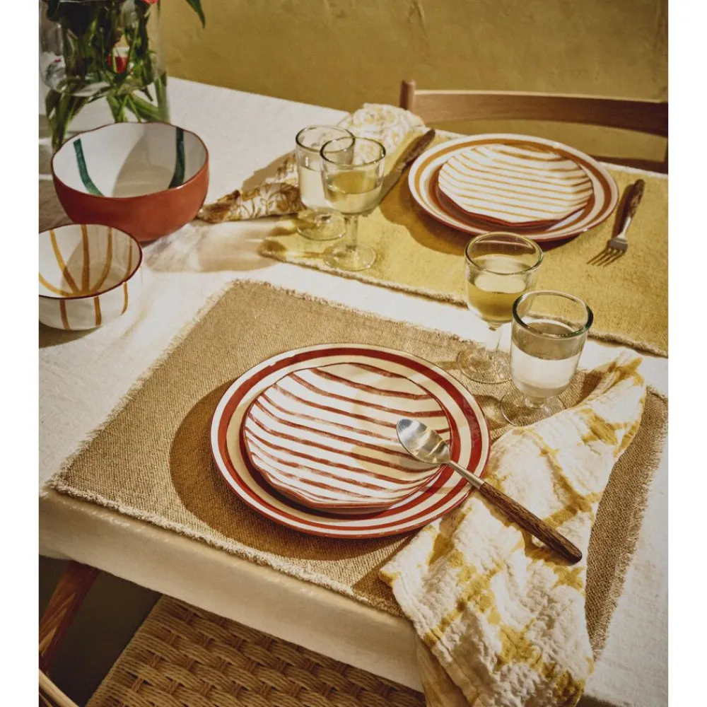 Pomax Vaisselle-MYKONOS - assiette à dessert - porcelaine - DIA 20,3 x H 2 cm - rouille