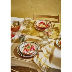 Pomax Vaisselle-MYKONOS - assiette plate - porcelaine - DIA 27 x H 2,5 cm - vert