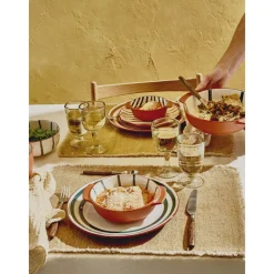 Pomax Vaisselle-MYKONOS - assiette plate - porcelaine - DIA 27 x H 2,5 cm - vert