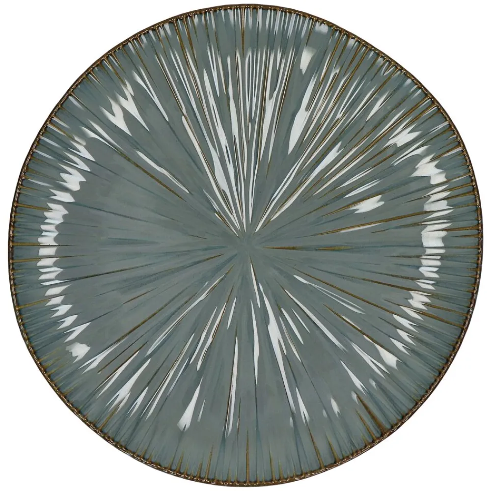 Pomax Vaisselle-MYSA - assiette plate - porcelaine - DIA 26,2 x H 2,6 cm - gris bleu