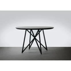 Pomax Tables-NADI - table à dîner acacia - bois d'acacia / métal - DIA 120 x H 76 cm - noir