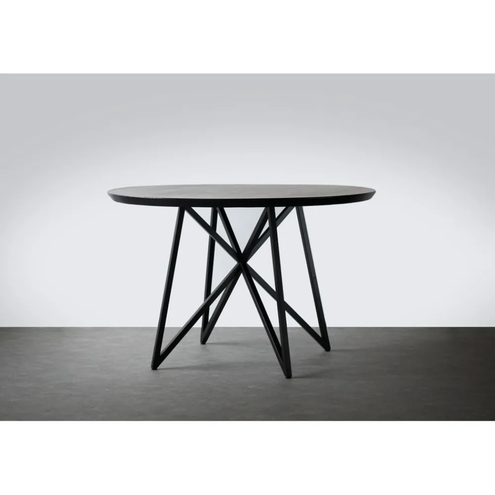 Pomax Tables-NADI - table à dîner acacia - bois d'acacia / métal - DIA 120 x H 76 cm - noir
