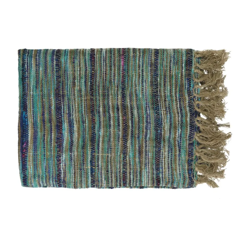 Pomax Plaids-NATARAJ - plaid - lin / viscose - L 170 x W 130 cm - bleu