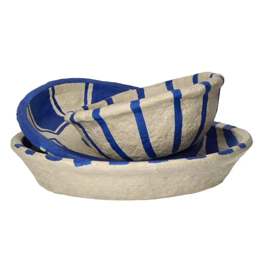 Pomax Saladiers / Plats À Servir-NAXOS - set/3 bols - papier mâché - DIA 20/24/29 x H 7,5/5/5 cm - bleu
