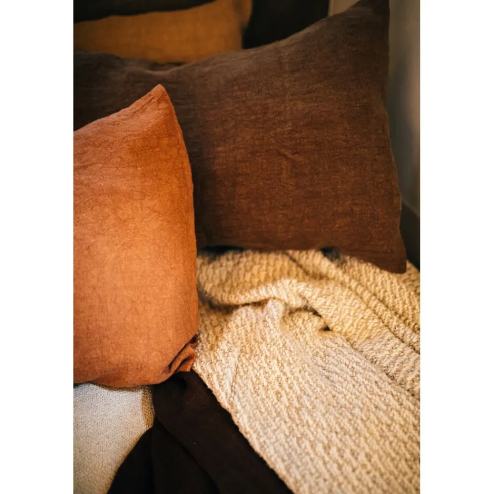 Pomax Plaids-NOGARA - plaid - lin / coton - L 170 x W 130 cm - naturel