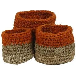 Pomax Bols & Paniers-NOURIO - set/3 paniers - jute - DIA 22/27/32 x H 22/27/32 cm - orange